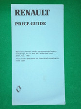 1981 RENAULT PRICE LIST - R5 Gordini R4 R14 R18 Turbo Fuego R20 R30 Vans