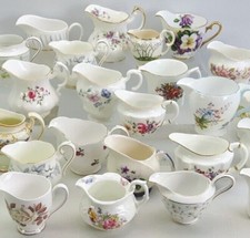 Vintage English Bone China Floral Milk & Cream Jugs - Sold Individually