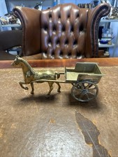 Vintage Brass Absolutely Beautiful Horse And Trap 25x14cm