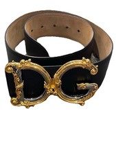Dolce & Gabbana WOMEN'S Leather belt with baroque DG logo