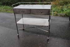 Vintage Mid 20c Stainless Steel / Crome Medical Trolley Hospital Trolley.TV Prop