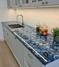 Luxury Blue Agate Stone Slab Countertop – Unique Handmade Surface for Home Decor