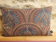 Sanderson Vintage Talisman Cotton Tan & Blue Velvet Fabric Cushion Cover