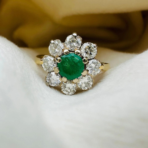 Vintage 18ct gold emerald - vintage, &