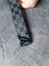 Lv Belt Black Buckle Checkered Pattern Size 110cm