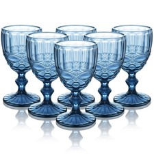 6 Pack Retro Glass Goblet
