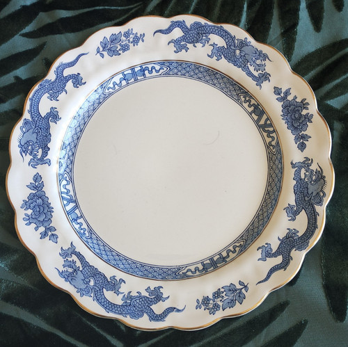 Dinner plate dragon blue gold - plate,