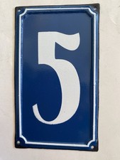 Vintage French Style, Number 5, Enamel, House /Flat Number, Blue, NEW, Free p&p 