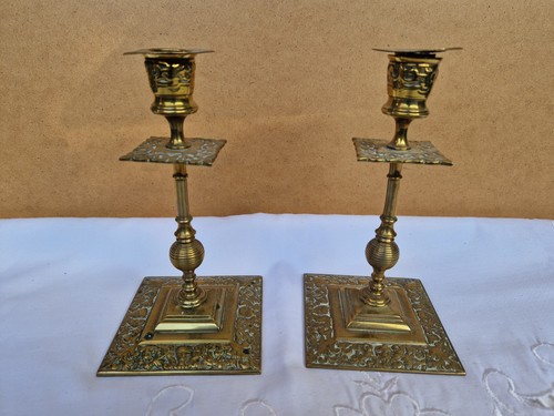 Ornate vintage brass candle - vintage,