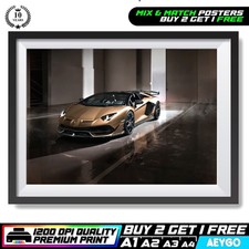 LAMBORGHINI AVENTADOR SVJ Wall Art Print Poster Super Sport Car Large Size A4 A3