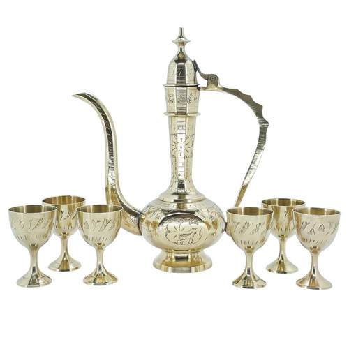 Vintage brass ewer 6 - 6, goblets