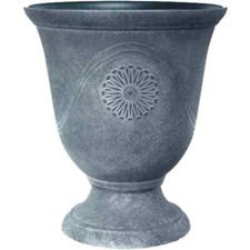 15.6L 40cm Tall Aged Lead Urn Plant Pot Outdoor Garden Round Plastic Planter
