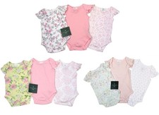 Laura Ashley Girls Newborn Baby 3 Pack Romper Vest Bodysuits 0-3, 3-6, 6-9 Month