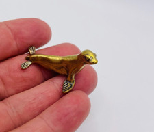 Small Brass Seal Sealion Animal Ornament Paperweight