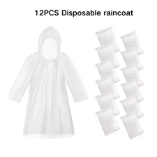 12 x Adult Rain Poncho - Disposable Raincoat Hood Emergency Waterproof Festivals