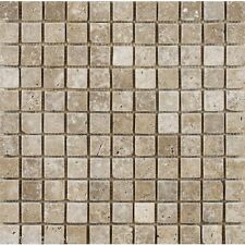 Sample of Tumbled WALNUT (Noce) Travertine MOSAIC Tiles 23 x 23 mm (1" x 1")