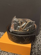 Louis Vuitton Men's Leather Black And Grey Belt With LV Buckle