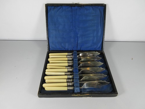 Silver plate fish - &, fork