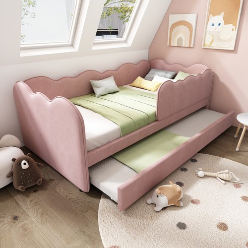 Upholstered bed with pull - upholstered,