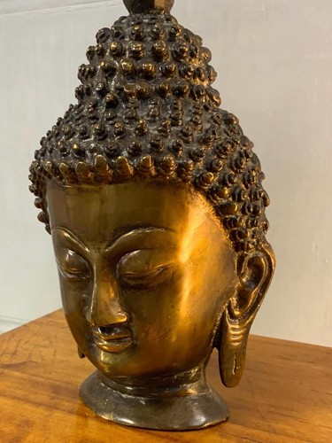 Bronze buddha head statue - buddha,