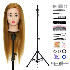 24'' Real Hair Training Head Styling Mannequin Doll Clamp+Braid Tool Set+Tripod