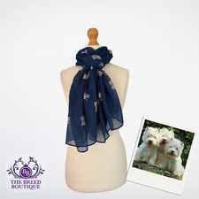 WEST HIGHLAND TERRIER SCARF LADIES SHAWL BLUE POLYESTER WRAP SHAWL WESTIE GIFT