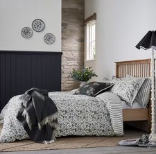 Burleigh x Bedeck Regal Peacock Cotton Percale Grey Duvet Cover Set - King  A