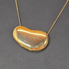 RARE VT Halston Gold Tone Bean Solid Perfume Necklace Elsa Peretti Early Tiffany