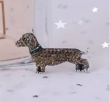 AB Rhinestone Dachshund Brooch
