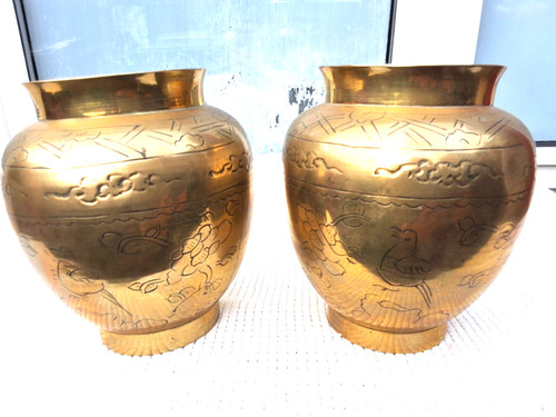 Pair vintage solid brass - vintage,