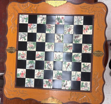 Vintage Carved Wooden and Tile Inlay Chinese Chess Board ONLY, NO GAME PIECES