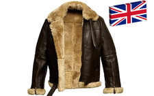 MEN'S B3 RAF AVIATOR SHEEP SKIN LEATHER BOMBER JACKET WINTER FLYING PILOT COAT