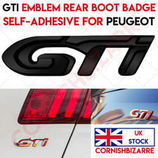 BLACK GTI EMBLEM REAR BOOT BADGE SELF-ADHESIVE FOR PEUGEOT 208 GTI 308 207 RCZ