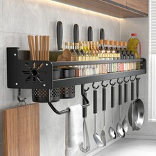 Kitchen Hanging Shelf Pot Pan Rack Wall Mount Storage Shelf Saucepan Holder Rack