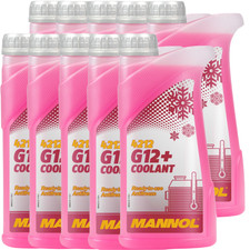 Mannol G12+ Red/Pink Coolant Antifreeze Fluid Ready Mixed Protection 1L x10