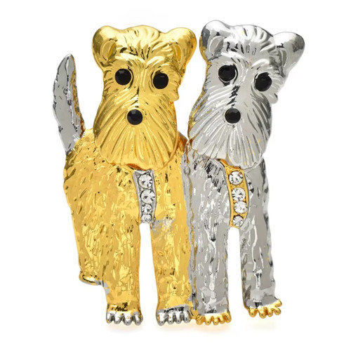 Terrier dog brooch - brooch, gold