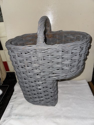 Grey wicker stair basket with - basket,