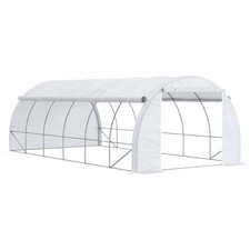 Outsunny 6 x 3 x 2 m Polytunnel Greenhouse Pollytunnel Tent w/ Steel Frame White
