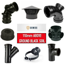 110mm BLACK SOIL PIPE FITTINGS | PUSHFIT | Bend | Access | Boss | Reducer | Vent