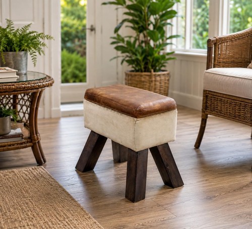 Sheesham wood footstool - sheesham,