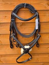 Premium Brown Mexican Grackle Leather Bridle for Horse Padded Noseband and Reins