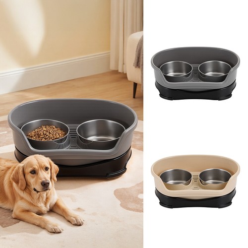 Raised dog bowls with - raised, slow