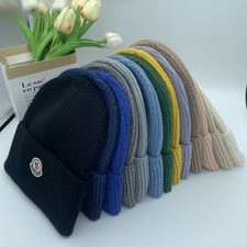 Unisex MONCLER Ribbed Knit Beanie Caps Classic Knitted hat Warm hat
