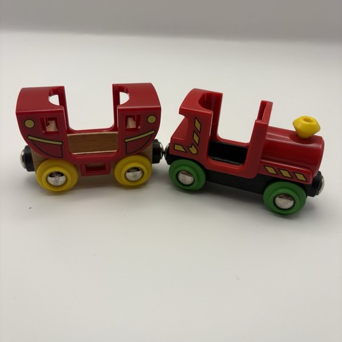 Wooden train track brio - wooden, red