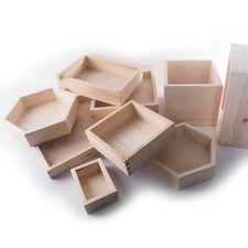 Wooden Plain Non-Lidded Open Top Display Storage Boxes Containers Organisers