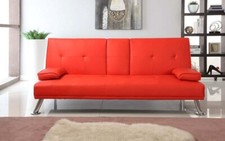 RED SOFA BED FAUX LEATHER