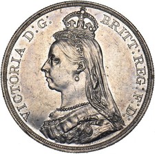 1887 Crown - Victoria British Silver Coin - Very Nice
