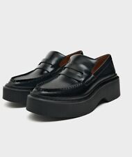 £129 ZARA FLATFORM LEATHER LOAFERS SHOES LIMITED EDITION BLACK UK 3 EU 36 NEW