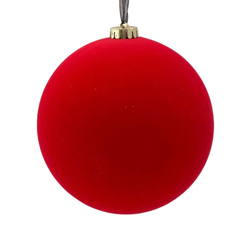 Red giant flocked bauble - red,