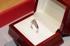 18ct white gold diamond engagement & wedding ring, G Colour